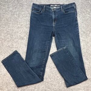 Eddie Bauer Slightly Curvy Straight Leg Jeans Deep Rinse Dark Indigo T14 Tall
